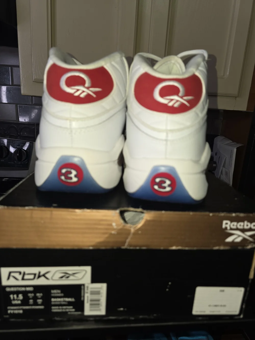 Reebok Question Mid Sneakers - White & Red Accents